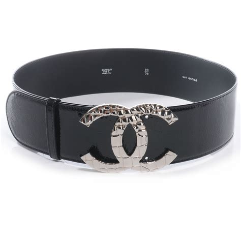 Chanel black belt silver buckle